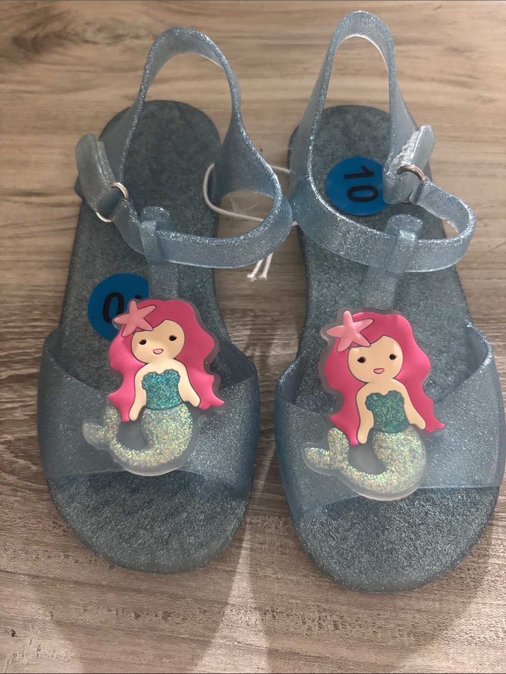 Girls' Glitter Jelly Sandals with Pink Mermaid Accent
